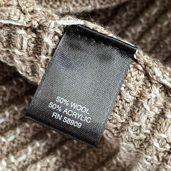 Alex Marie Brown Cardigan L Wool Sweater Flower Button White Grid Long Sleeve - Picture 8 of 12